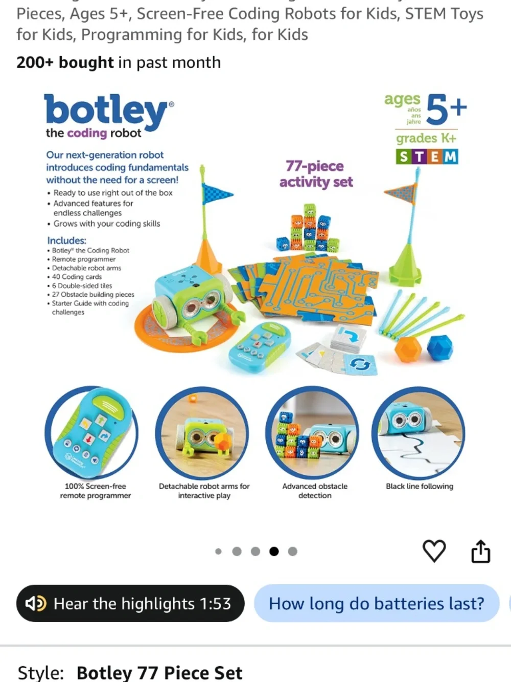 Botley Coding Robot 77 piece Activity Se - NWOT - comes with handy carrying case